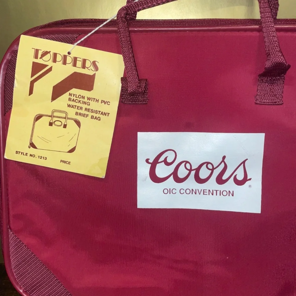 NWT Vintage Toppers Coors Beer OIC Convention Nylon Brief Bag Water‎ Resistant